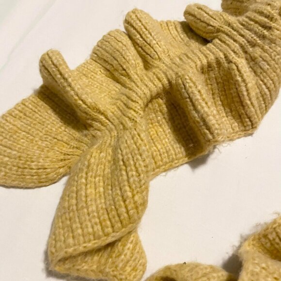 Zara Long Knit Yellow Scarf Ruffle Rouched Wrap Around Neck Warmer Youth - Picture 11 of 13